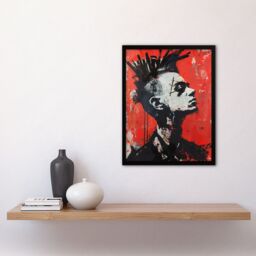 Artery8 Punk Mohawk Modern Portrait Street Art Goth Framed Art Print in Red - Size: A4 - thumbnail 4
