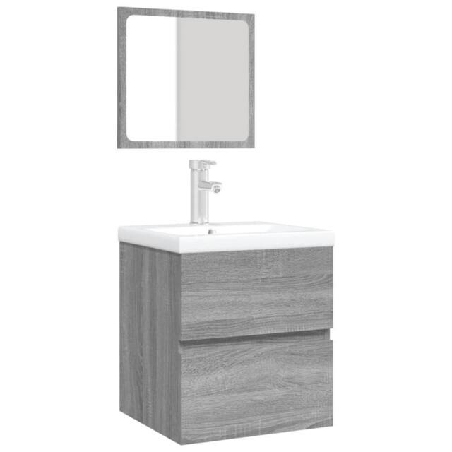 Berkfield Home Full Bathroom Sink Cabinet with Basin & Mirror Grey Sonoma - image 1