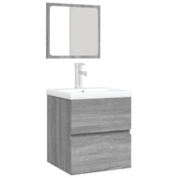 Berkfield Home Full Bathroom Sink Cabinet with Basin & Mirror Grey Sonoma - thumbnail 1