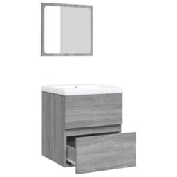 Berkfield Home Full Bathroom Sink Cabinet with Basin & Mirror Grey Sonoma - thumbnail 6