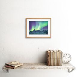 "Artery8 Wall Art Print Dalsfelt Aurora Snowy Mountains Framed in Beige - Size: W7"" x H9""" - thumbnail 2