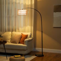 HOMCOM Standing Lamp for Living Room, Floor Lamp with Foot Switch, Black