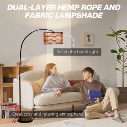 HOMCOM Standing Lamp for Living Room, Floor Lamp with Foot Switch, Black - thumbnail 4