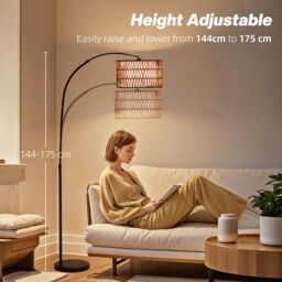 HOMCOM Standing Lamp for Living Room, Floor Lamp with Foot Switch, Black - thumbnail 6