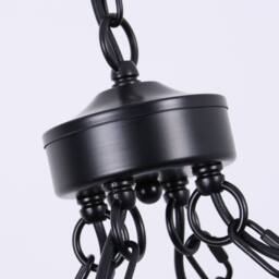 NIVOR 12 Lights Waggon Wheel Chandelier Adjustable Kitchen Pendant E27 in Black - thumbnail 7