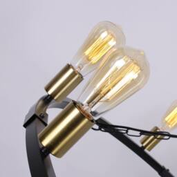 NIVOR 12 Lights Waggon Wheel Chandelier Adjustable Kitchen Pendant E27 in Black - thumbnail 9