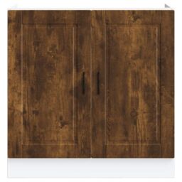 "Berkfield Home Sink Base Cabinet¬†""Porto"" Smoked Oak 80x46x81.5 cm¬†Engineered Wood in Brown - Size: 80x46x81.5 cm" - thumbnail 4
