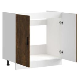 "Berkfield Home Sink Base Cabinet¬†""Porto"" Smoked Oak 80x46x81.5 cm¬†Engineered Wood in Brown - Size: 80x46x81.5 cm" - thumbnail 5