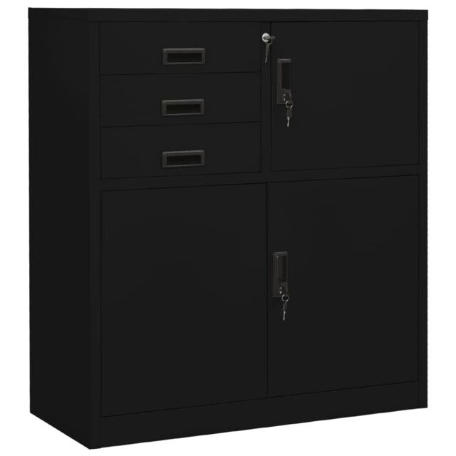 Berkfield Home Office Cabinet Black 90x40x102 cm Steel - Size: 90 x 40 x 102 cm - image 1