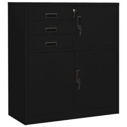 Berkfield Home Office Cabinet Black 90x40x102 cm Steel - Size: 90 x 40 x 102 cm - thumbnail 1