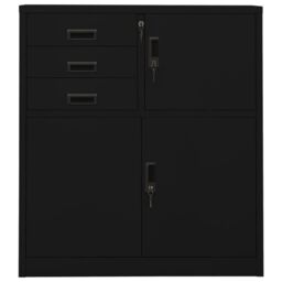 Berkfield Home Office Cabinet Black 90x40x102 cm Steel - Size: 90 x 40 x 102 cm - thumbnail 2