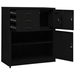 Berkfield Home Office Cabinet Black 90x40x102 cm Steel - Size: 90 x 40 x 102 cm - thumbnail 6