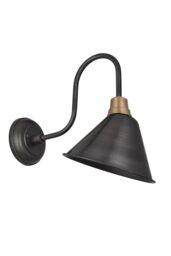 Industville Swan Neck Cone Wall Light, 8 Inch, Pewter in Dark Grey - thumbnail 1