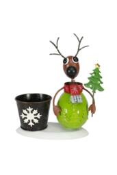 KDMD Novelty Zinc Reindeer with Green Body 7cm pot - thumbnail 1