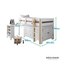 Nöa and Nani Una Sleepstation with Chest of Drawers, Cabinet & Desk in White - Size: Single - thumbnail 7