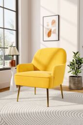 Luxury Upholstered Armchair with Gilded Legs