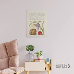 "Artery8 Snakeshead Walnut & Cherry Calligraphy Canvas Wall Art Print in White - Size: W12"" x H16""" - thumbnail 3
