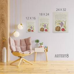 "Artery8 Snakeshead Walnut & Cherry Calligraphy Canvas Wall Art Print in White - Size: W12"" x H16""" - thumbnail 4