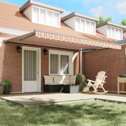 Berkfield Home Retractable Awning Manual Blue & orange 450x300 cm - thumbnail 3