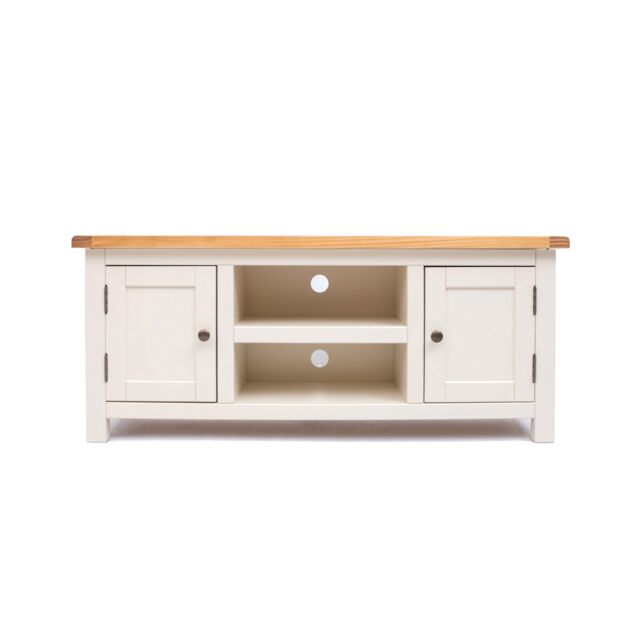 Cabinet Bits Maggiori Off-White 2 Door TV Cabinet Brass Knob - image 1