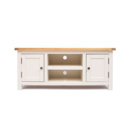 Cabinet Bits Maggiori Off-White 2 Door TV Cabinet Brass Knob