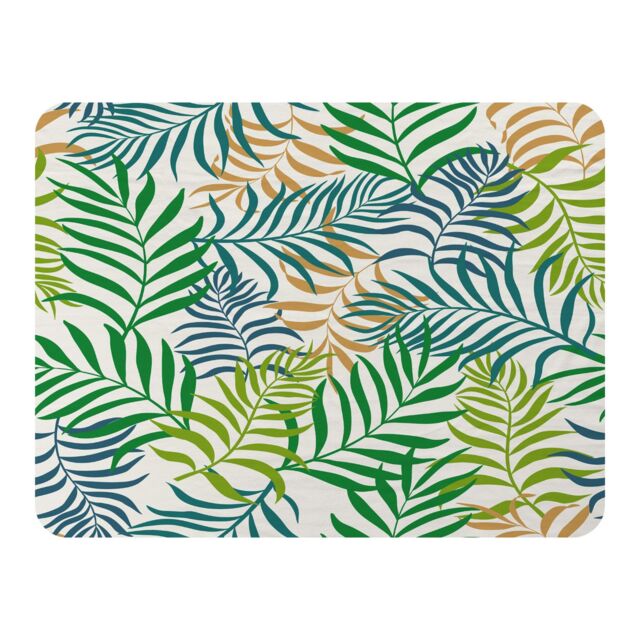 Benjamin Tate Design Green Tropical Palm Leaves Designer Blanket in Natural - Size: 120 cm x 150 cm - image 1