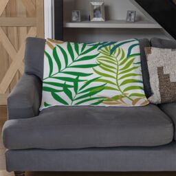 Benjamin Tate Design Green Tropical Palm Leaves Designer Blanket in Natural - Size: 120 cm x 150 cm - thumbnail 2