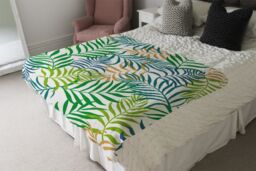 Benjamin Tate Design Green Tropical Palm Leaves Designer Blanket in Natural - Size: 120 cm x 150 cm - thumbnail 4