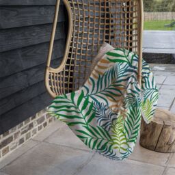 Benjamin Tate Design Green Tropical Palm Leaves Designer Blanket in Natural - Size: 120 cm x 150 cm - thumbnail 3