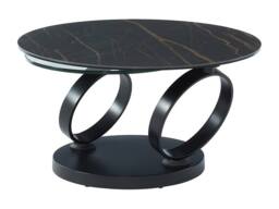 Vente-unique Coffee Table With Swivelling Trays - Ceramic & Tempered Glass - Black in Clear - thumbnail 2