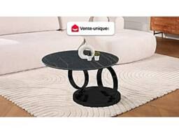 Vente-unique Coffee Table With Swivelling Trays - Ceramic & Tempered Glass - Black in Clear - thumbnail 4