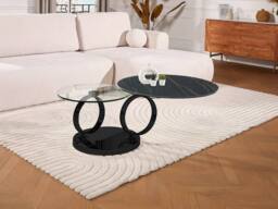 Vente-unique Coffee Table With Swivelling Trays - Ceramic & Tempered Glass - Black in Clear - thumbnail 6