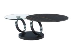 Vente-unique Coffee Table With Swivelling Trays - Ceramic & Tempered Glass - Black in Clear - thumbnail 8