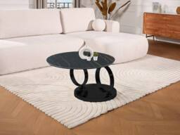 Vente-unique Coffee Table With Swivelling Trays - Ceramic & Tempered Glass - Black in Clear - thumbnail 3