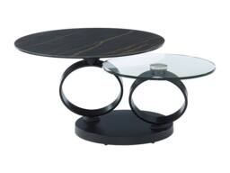 Vente-unique Coffee Table With Swivelling Trays - Ceramic & Tempered Glass - Black in Clear - thumbnail 9