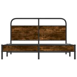 Berkfield Home Elegant Bed Frame Without Mattress 150x200 cm Smoked Oak Engineer in Brown - thumbnail 5