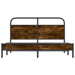 Berkfield Home Elegant Bed Frame Without Mattress 150x200 cm Smoked Oak Engineer in Brown - thumbnail 6