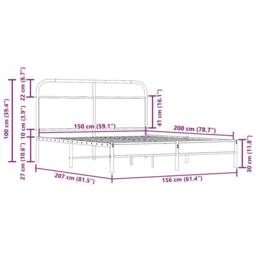 Berkfield Home Elegant Bed Frame Without Mattress 150x200 cm Smoked Oak Engineer in Brown - thumbnail 9
