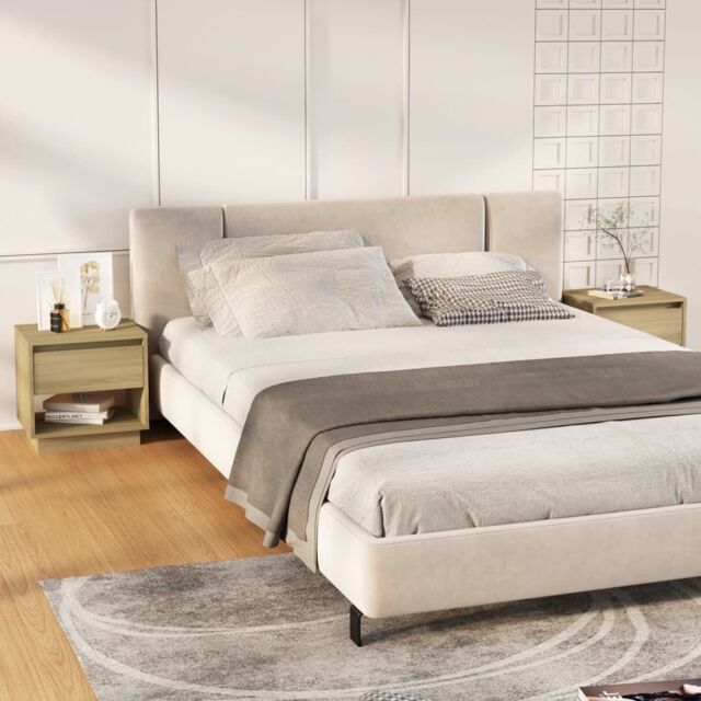 Berkfield Home Bedside Cabinets 2 pcs Sonoma Oak 45x34x44 cm Engineered Wood in Beige - Size: 45 x 34 x 44 cm - image 1