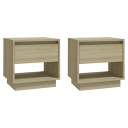 Berkfield Home Bedside Cabinets 2 pcs Sonoma Oak 45x34x44 cm Engineered Wood in Beige - Size: 45 x 34 x 44 cm - thumbnail 2