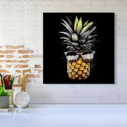 Warren Reed - Designer Splashart Pineapple In Glasses Canvas - Size: w10 inch x h10 inch - thumbnail 1