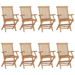 Berkfield Home Garden Chairs 8 pcs Solid Teak Wood in Brown - thumbnail 1