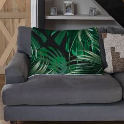 Benjamin Tate Design Tropical Leaves On Black Blanket in Natural - Size: 120 cm x 150 cm - thumbnail 2