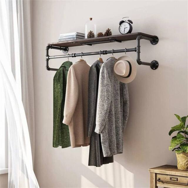 EONLION Clothes Rail Rack Industrial Metal Raw Steel in Black - Size: 500mm - image 1