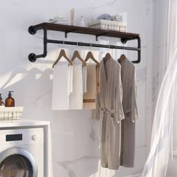 EONLION Clothes Rail Rack Industrial Metal Raw Steel in Black - Size: 500mm - thumbnail 3