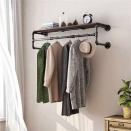 EONLION Clothes Rail Rack Industrial Metal Raw Steel in Black - Size: 500mm
