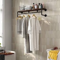 EONLION Clothes Rail Rack Industrial Metal Raw Steel in Black - Size: 500mm - thumbnail 5