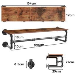 EONLION Clothes Rail Rack Industrial Metal Raw Steel in Black - Size: 500mm - thumbnail 2