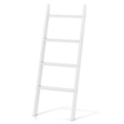 VOGREX 137cm Wall-Leaning 4-Tier Wooden Blanket & Quilt Ladder in White