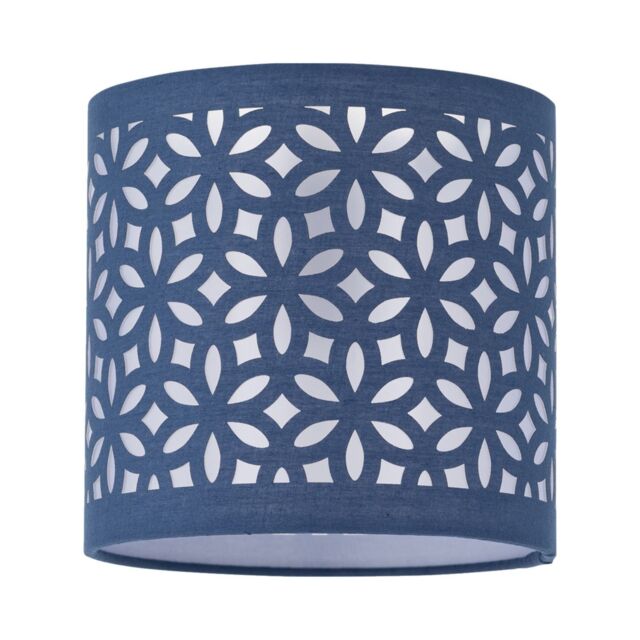 First Choice Lighting Navy Blue Laser Cut 15.5cm Table Lamp Shade - image 1